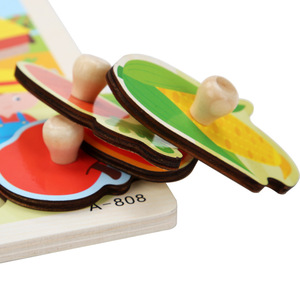 Giocattolo educativo per bambini 3D legno intelligente <span class=keywords><strong>Pegged</strong></span> set giocattolo per la prima infanzia animale marino frutta verdura partita divertente Puzzle - Product Image 6