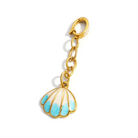 SUMMLY Pendentif étanche en forme de coquillage à effet goutte d'huile, style océan, en acier inoxydable plaqué or 18 carats, breloques de fermoir de bikini, bijoux de mode