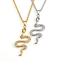 Collier pendentif serpent vintage en acier inoxydable pour femme, couleur or et argent, étanche, chaîne de clavicule de niche, bijoux