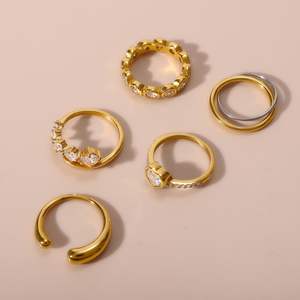 แหวนสแตนเลสราคาส่ง <span class=keywords><strong>ถูก</strong></span> กันน้ำ ไม่ก่อให้เกิดอาการแพ้ ดีไซน์มินิมอล รูปหัวใจ ประดับเพชรซิคอน แหวนวงเปิด ทรงหยดน้ำ วงกลม รูปทรงไม่สมมาตร - Product Image 4