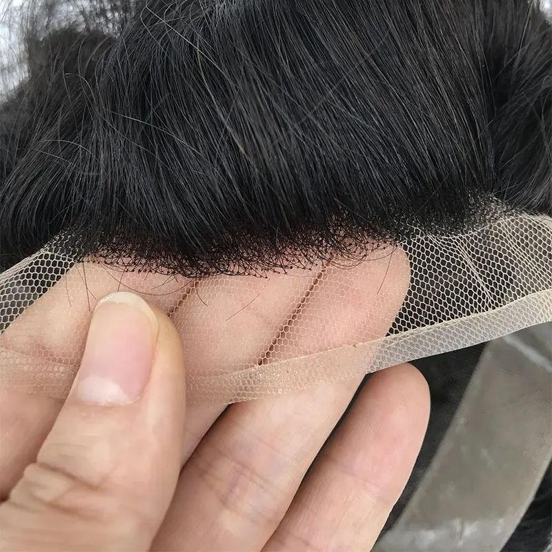 Postiche de cheveux indiens en dentelle suisse, fait à la main, modèle oct, postiche de prothèse avec nœuds décolorés