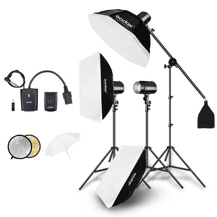 Godox 400W 2個Strobe Studio Flash Light Kit 200Ws Photographic Lighting-Strobes、Light Stands、Triggers、Soft Box