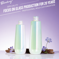 Bouteilles de parfum, de lotion et de toner en verre dégradé irisé personnalisées en usine, 30 ml-300 ml, ambre givré transparent, impression personnalisée multi-couleurs