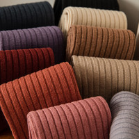 Automne et blanc couleur unie chaussettes à rayures larges rétro Ins à la mode Style japonais chaussettes en coton tube moyen et long chaussettes en pile