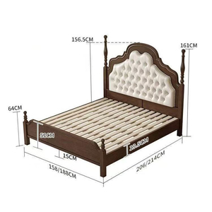 <span class=keywords><strong>Lit</strong></span> en <span class=keywords><strong>bois</strong></span> vintage classique KMJ sur mesure pour chambre d'hôtel, avec tête de <span class=keywords><strong>lit</strong></span> capitonnée, disponible en tailles Queen et King - Product Image 6