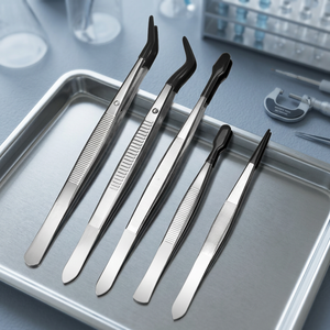 Pince à épiler professionnelle en acier inoxydable, pointes plates et inclinées, noire, pour le modelage des sourcils et l'épilation - Product Image 4