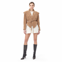 Blouson en Véritable Peau de Mouton pour Femme, Automne, Couleur Unie, Anti-Plis, Écologique, Fermeture à Ceinture, Veste Courte avec Col Étendu