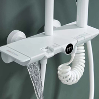 2022 robinet de piano de douche, ensemble de douche numérique de piano de douche blanc noir populaire hôtel rond en céramique moderne d'acier inoxydable poli