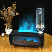 Nouveau 3d Cheminée Humidificateur Flamme Aroma Diffuseur Bureau Télécommande Sept Couleurs Lumières Simulation Cheminée Diffuseur