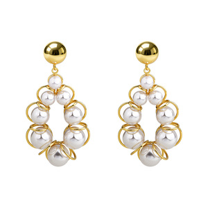 Boucles d'oreilles pendantes fantaisie en alliage imitation perle, forme goutte d'eau, bijoux de fête pour femme - Product Image 5