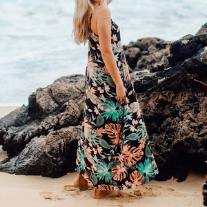 ชุดเดรสผ้าลินินคอตตอนพิมพ์ลายชายหาดหรูหราแบบหลวมๆ สั่งทำได้ตามต้องการ ขายส่ง - Product Image 2