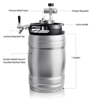 Vente chaude, seau en acier inoxydable pour brassage à domicile, 5 L, avec distributeur de bière, refroidissement pendant 12 heures, facile à transporter