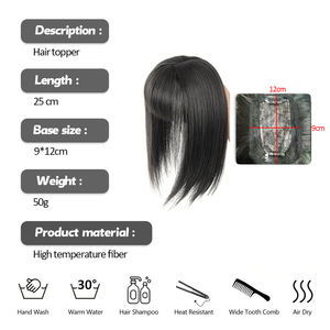 Parrucche <span class=keywords><strong>Bob</strong></span> Sintetiche Marrone Nero da 10 Pollici in Offerta Speciale, Topper per Capelli Lisci e Setosi con Clip e Frangia - Product Image 2