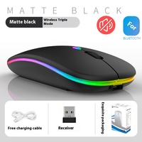 Mouse PC USB Mini Modern LED Backlit 2.4G Dual Mode Wireless 5.2 Isi Ulang Nirkabel Optical Tracking untuk Laptop