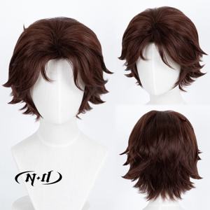 ND Arcane League Legends Viktor Cosplay Parrucca Regolabile Corta e Voluminosa Resistente al Calore in Fibra Sintetica Marrone Chiaro - Product Image 1