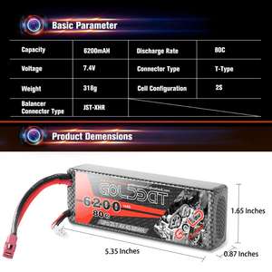 High discharge rate RC LiPo battery 2 S 7.4 v 6200 mAh 80C <strong>cars</strong> toys batteries package long life - Product Image 4