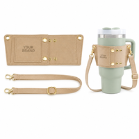Manchon à boisson personnalisé en cuir écologique, riveté, de qualité supérieure, avec étiquettes tissées, pour coffret cadeau d'hôtel