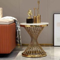 Table d'appoint moderne en métal et marbre pour salon, hôtel, usage domestique, mobilier d'intérieur
