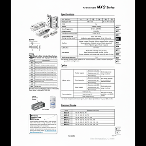 อุปกรณ์ปรับแต่งโต๊ะสไลด์ลม MXQ25-30BT ระบบนิวเมติก SMC - Product Image 1