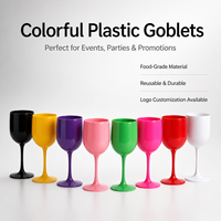 Vente en gros de gobelets à vin en plastique épais de 16 oz, blancs et colorés, à pied haut, réutilisables, pour bar, fête, mariage, cocktail