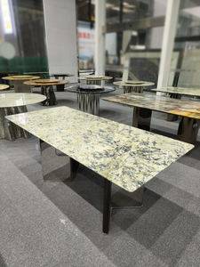Elegantes muebles de mármol verde claro, mesas de comedor de piedra de gama alta para hoteles y espacios residenciales, piezas de lujo hechas a medida - Product Image 3