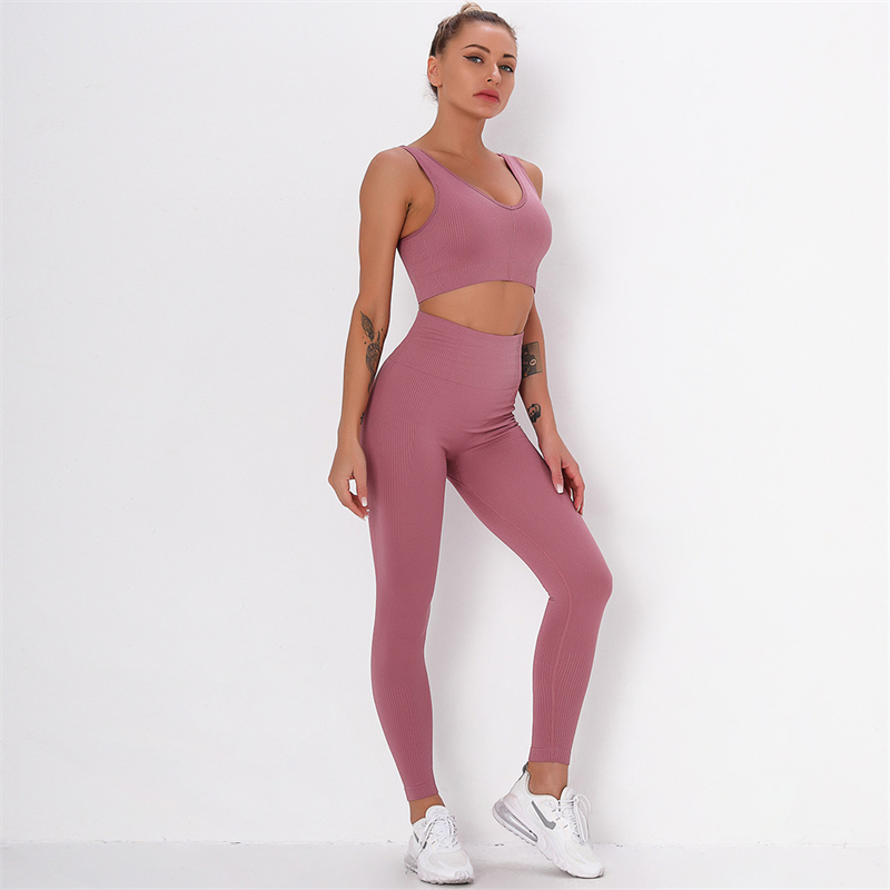 New Fashion Modern Breathable Workout Clothing Women Active Wear  Yoga Pants  BRA  5 colors Hot Sale