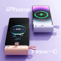 2 en 1 Mini pantalla LED Powerbank 5000 mAh Power Bank Station Pequeño cargador portátil para iPhone 15 Carga Tipo C Cargador