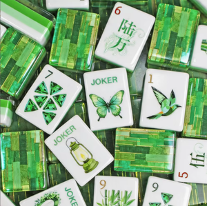 Nuevo Juego <span class=keywords><strong>de</strong></span> Mahjong Americano <span class=keywords><strong>de</strong></span> Acrílico con Diseño del <span class=keywords><strong>Mago</strong></span> <span class=keywords><strong>de</strong></span> <span class=keywords><strong>Oz</strong></span>, Fichas <span class=keywords><strong>de</strong></span> 4 Capas Grabadas Personalizadas en Verde Esmeralda - Product Image 1