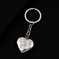 Ensemble de porte-clés Ywyougang en forme de cœur fleuri, 4 couleurs, porte-clés en métal avec insert photo, pendentif cœur pour sac, cadeau