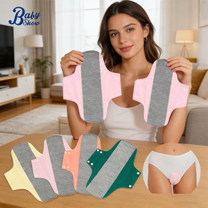 Serviettes hygiéniques lavables multi-tailles avec ailettes, respirantes, antibactériennes, en tissu, super absorbantes, anti-fuites, pour la nuit - Product Image 1