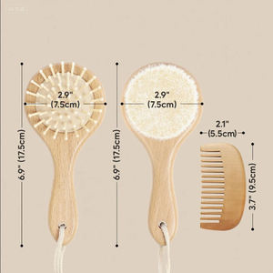 Venta al por mayor personalizado de madera de bambú <span class=keywords><strong>natural</strong></span> Sisal cerdas de pelo de cabra <span class=keywords><strong>cepillo</strong></span> de pelo de bebé y peine conjunto para recién nacido-Madera - Product Image 6