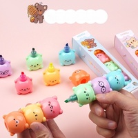 Ensemble de surligneurs pastel mignons en forme d'animaux de dessin animé Kawaii