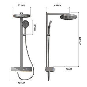 סט מקלחת תרמוסטטי דיגיטלי מינימליסטי בצבע נחושת עם בר הזזה, ראש מקלחת עליון חכם, ידית רב תכליתית - Product Image 5