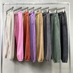 2024 Hot Sale 360GSM Heavyweight Cotton Polyester Fleece Jogger Oversized Sweat Pants Batik Acid Wash Men's Sweatpants