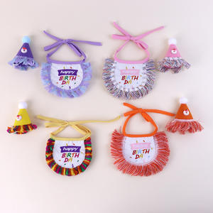 Aksesoris Hadiah Ulang Tahun Hewan Peliharaan Lucu Custom Grosir untuk Anjing dan Kucing Kecil, Syal, Bandana, Set Bib Topi Anjing Kucing - Product Image 2