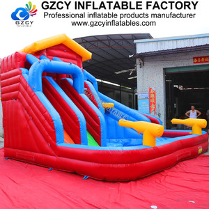 Ngoài trời Hồ bơi bơm hơi trượt đôi theo dõi Inflatable <span class=keywords><strong>Bouncer</strong></span> trượt cho công viên nước - Product Image 4