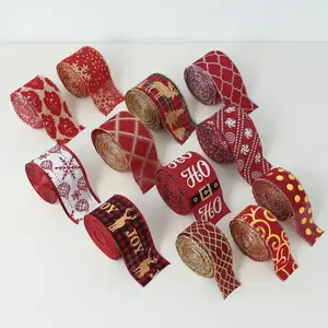 6,3 cm Rolle Weihnachten Wired Ribbon Valentinstag Weihnachts band Sac kleinen Bänder für Geschenk verpackung dekorativ