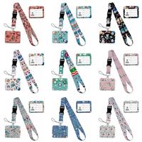 Porte-badge horizontal avec cordon transversal détachable et porte-clés rétractable pour infirmière, étudiant, professeur, personnel de bureau