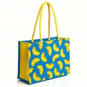 Sacs de courses en jute réutilisables faits à la main avec logo personnalisé et motif imprimé de lettres - Product Image 5