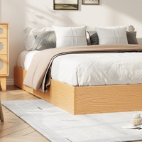 Cadre de lit en bois moderne et minimaliste, entièrement autoportant, sur mesure, disponible en tailles Queen, King, Full et Twin, avec plateforme.