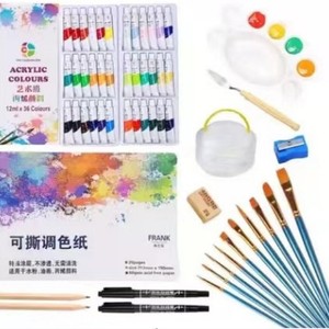 Professional Watercolor <b>Painting</b> Tube Set 12 Colors <b>for</b> Artists with <b>Canvas</b> Compatibility Includes Brush & Palette - Product Image 5
