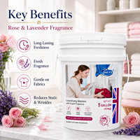 Détergent liquide commercial 18,9 kg pour linge, soin délicat des tissus, parfum rose lavande, pour blanchisserie d'hôtel et usage domestique, OEM