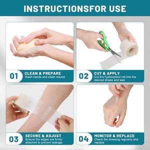 חיתוך עד גודל עמיד למים במיוחד אולטרה סופג תחבושות דבק עצמי גדול נוסף גדול תחבושות הידרוקולואיד גלגול לטיפול בפצע - Product Image 5