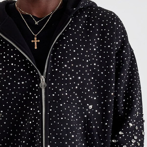 Meilleurs fabricants de vêtements pour hommes, sweats à capuche en coton mélangé avec strass, vente en ligne, fabricant d'usine de sweats à capuche avec strass - Product Image 3