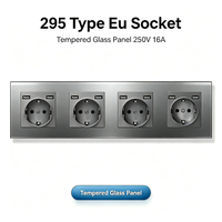 Prise murale UBARO 4 gangues EU avec 8 ports USB, 16A 220V, panneau en verre trempé, indice de protection IP20, anti-effraction, 295mm