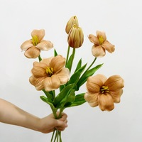 Fleurs artificielles, tulipes brunes en PU, accessoires photo de haute qualité, petit bouquet, fleurs décoratives pour la maison