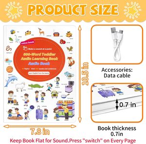 Livre sonore interactif d'apprentissage de l'anglais rechargeable et personnalisé, livre éducatif parlant, 18 sujets, livre audio, 500 <span class=keywords><strong>mots</strong></span> pour enfants - Product Image 2