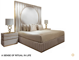 Juego de Muebles de Dormitorio Esion Casa, Diseño <span class=keywords><strong>Italiano</strong></span> de Alta Gama, Cama Moderna de Terciopelo Tamaño King con Cabecera Alta - Product Image 4