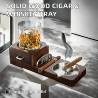 Cendrier carré portable en bois massif au design moderne, avec tiroir, plateau à whisky et support à verres à vin, pour salon, modèle artisanal Exim TCE010