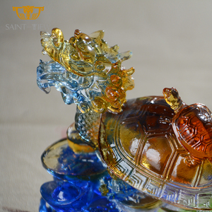Colored Glazed Liuli Fengshui Dragon Turtle <strong>Mother</strong> and <strong>Son</strong> Tortoise Feng Shui Decoration Wholesale - Product Image 3